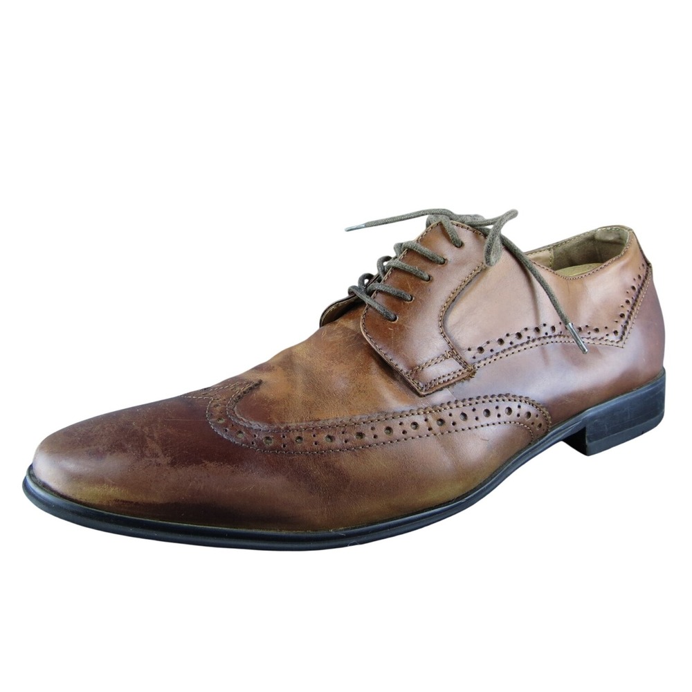 Aldo Men Derby Oxfords Shoes Brown Leather Lace Up Size 12‎ Medium